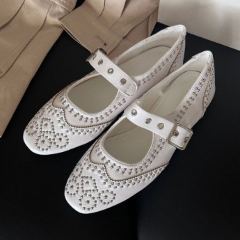 Women Shoes Brand - Rétro Rivet boucle Design appartements femmes