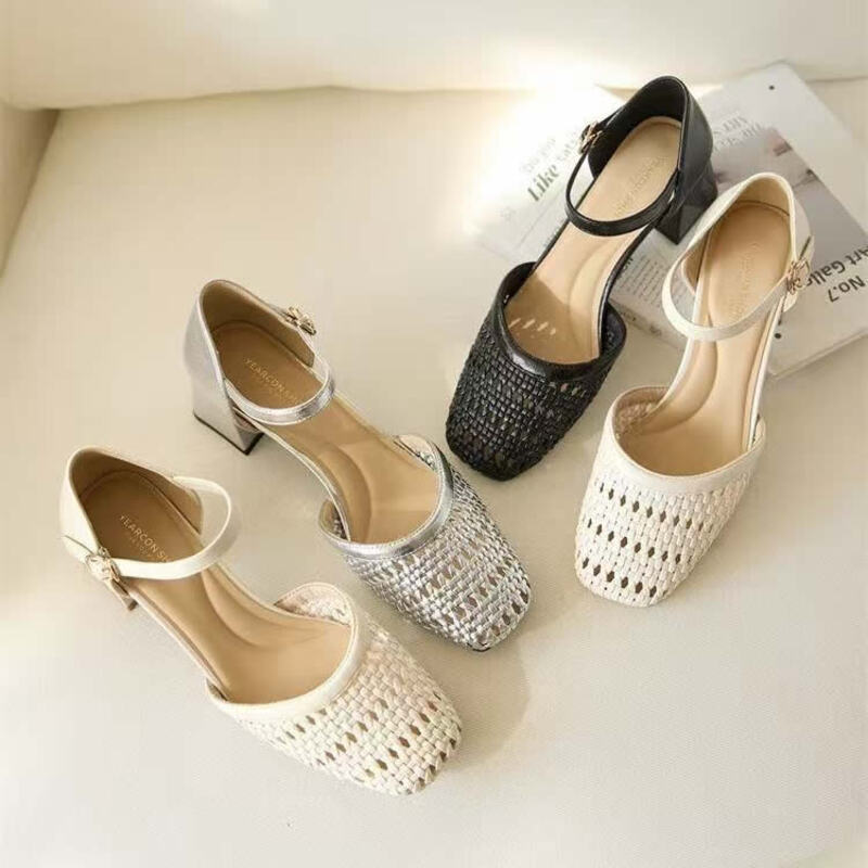 Women Shoes Brand - Sandales à talons compensés ajourées et
