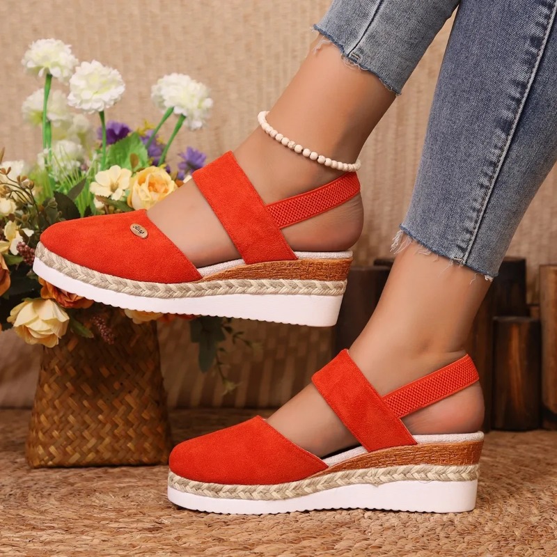 Espadrille Wedge Shoes - Sandales compensées fermées pour femmes, sandales