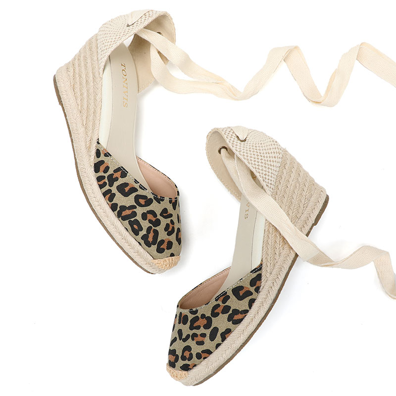 Espadrille Wedge Shoes - Sandales compensées pour femmes 7 cm,