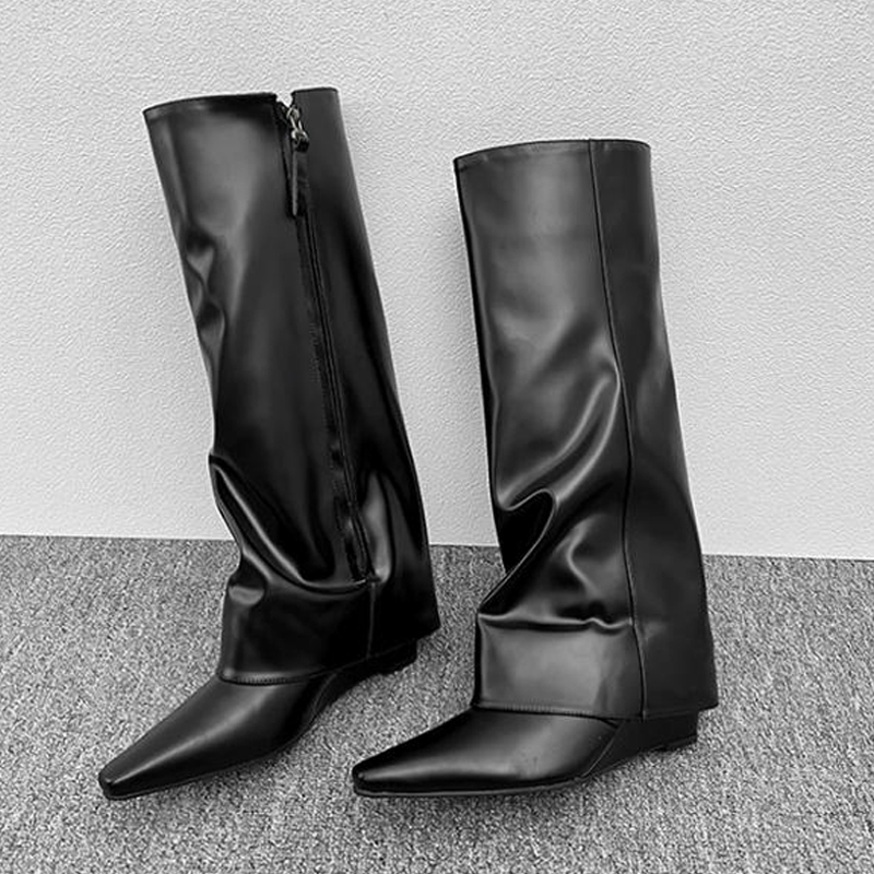 Bottes hautes ZAROY en cuir PU - High Knee Heel Boots avis et prix