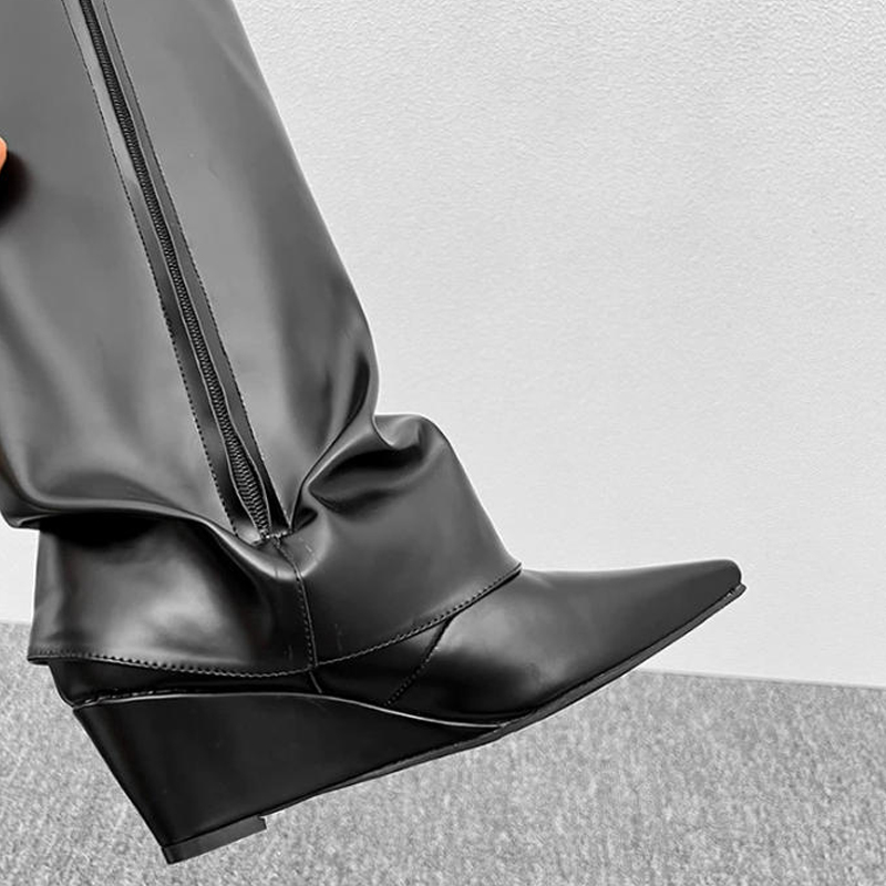 Bottes hautes ZAROY en cuir PU - High Knee Heel Boots avis et prix