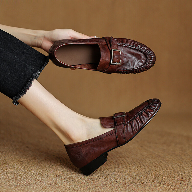 Escarpins en cuir véritable po - Women Shoes Loafers avis et prix