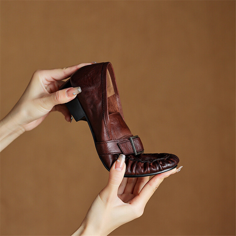 Escarpins en cuir véritable po - Women Shoes Loafers avis et prix