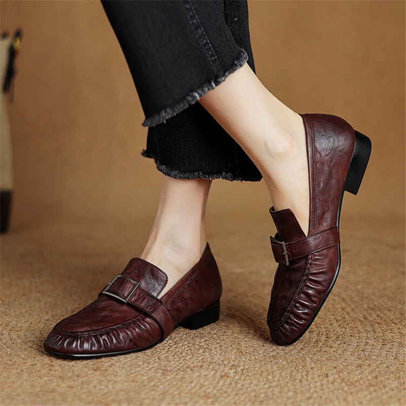 Escarpins en cuir véritable po - Women Shoes Loafers avis et prix