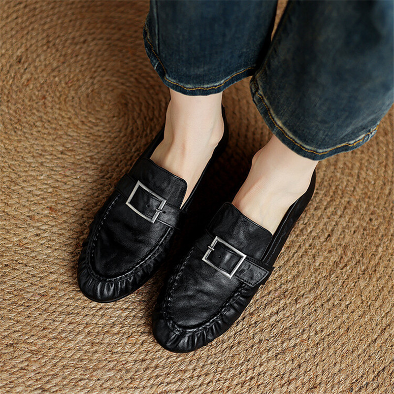 Escarpins en cuir véritable po - Women Shoes Loafers avis et prix