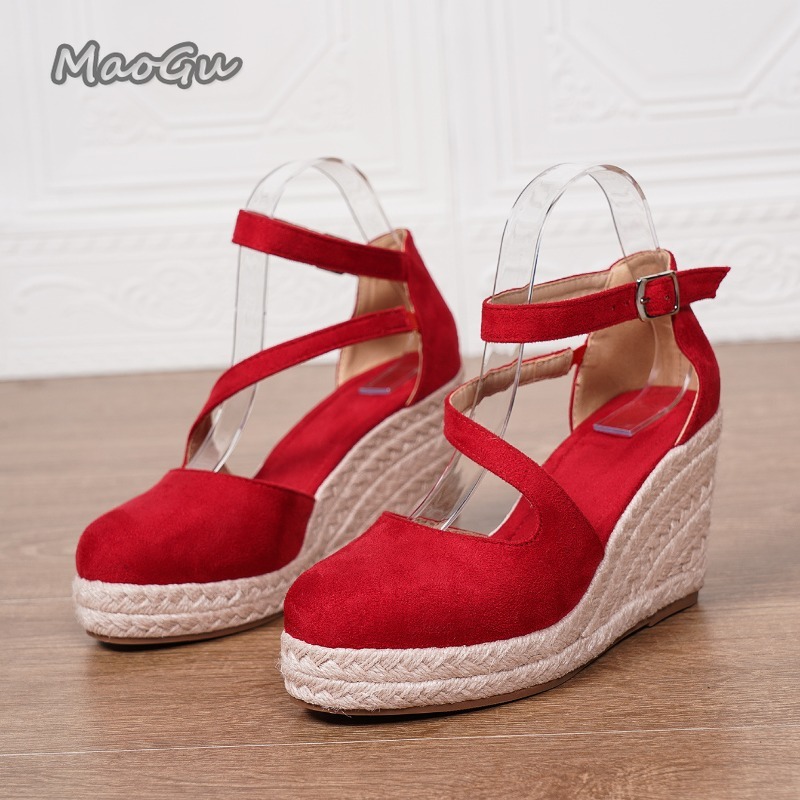 Sandales compensées en daim à  - Espadrille Wedge Shoes avis et prix