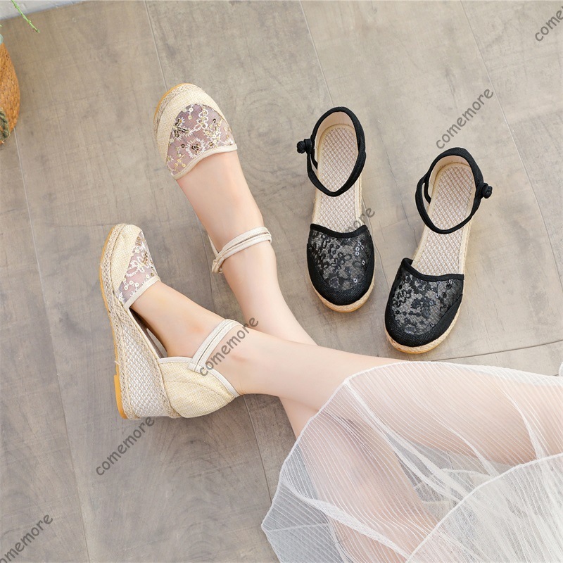 Sandales compensées en dentell - Espadrille Wedge Shoes avis et prix